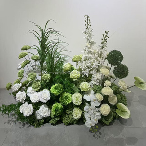 Bouquet de fleurs au sol style <span class=keywords><strong>jardin</strong></span> 50 cm, rangée de fleurs de gypsophile vert sauge au toucher réel, vente en gros pour allées de mariage - Product Image 2