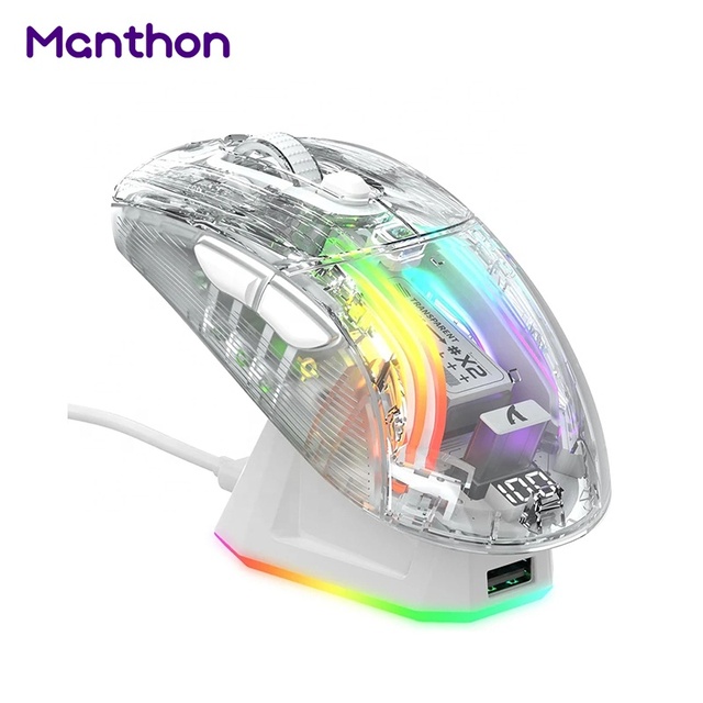 X2 Transparent Wireless Mouse RGB 2.4G Bluetooth 5.0 Wired Gamer Mouse With Fast Charger Base Office Competition Gaming Mouse