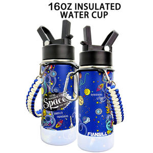 16oz termos infantiles de agua infantil <span class=keywords><strong>acero</strong></span> inossidabile per bambini bottiglia d'acqua graziosa cintura manico antiscivolo termos - Product Image 3