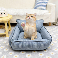 Coussin pour chat en peluche lavable à motif chevron en chenille, orthopédique, antidérapant, pour l'intérieur de la voiture, multifonctionnel, nid pour animaux de compagnie, maison pour animaux de compagnie chaude pour l'hiver