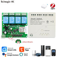 Module relais intelligent Zigbee 4 canaux, récepteur, interrupteur, automatisation, auto-verrouillage, intelligent, vie intelligente, commande vocale, 433Mhz