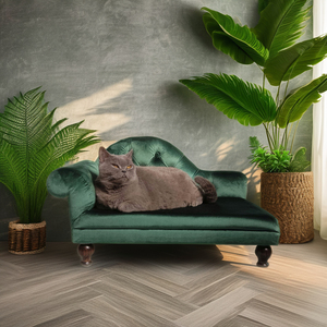 Luxurious Indoor Velvet Pet <b>Bed</b> Modern Solid Wood Design <b>Dog</b> <b>Sofa</b> Couch Comfortable with Stylish Animal Pattern <b>for</b> Cats - Product Image 1