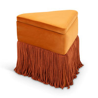 Pouf de rangement triangulaire en velours pelucheux de luxe pour salon, tabouret de salon de beauté, repose-pieds de douche d'hôpital, à vendre