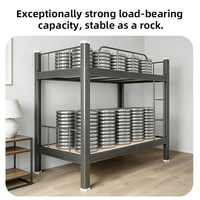 Lit superposé en acier durable avec barrière de sécurité complète, structure démontable pour un montage facile, lit en acier avec cadre à profil fermé