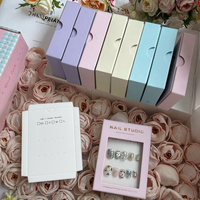 Boîte rigide haut de gamme pour nail art avec fenêtre transparente, finition brillante, logo estampé à chaud et éponge intégrée