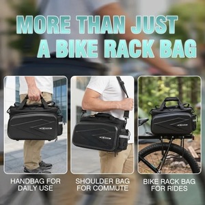 Sac de porte-bagages de vélo BUCKLOS grande capacité 19L, coque rigide, étanche, <span class=keywords><strong>sacoche</strong></span> de vélo, PU+EVA+Nylon Jacquard, <span class=keywords><strong>sacoche</strong></span> de porte-bagages arrière pour vélo électrique - Product Image 6