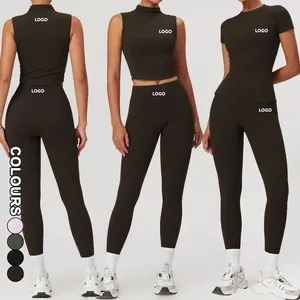 ملابس أكتيفيوير مجموعات تمارين النساء قطعتان ملابس اليوغا اللياقة البدنية أعلى المحاصيل ولباس ضيق مجموعة ملابس صالة الألعاب الرياضية مجموعات اللياقة البدنية - Product Image 2