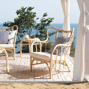 Sofá de jardín tejido a mano de estilo nórdico, muebles de mimbre de caña de ratán Natural, sofá doble - Product Image 4