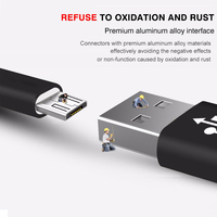 Venta al por mayor de nailon trenzado Micro USB Cable de carga 1m 2m 3m cable cargador de cobre puro para Android impresora ordenador escáner de código de barras