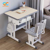 Bureau et chaise réglables confortables pour enfants 70x50cm avec crochet pour sac, siège creux, ensemble bureau et chaise pour étudiants OEM ODM BIFMA