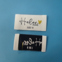 Étiquette tissée de luxe de haute qualité pour vêtements, avec logo de marque, pliée à l'extrémité, en satin recyclé et damassé, personnalisée