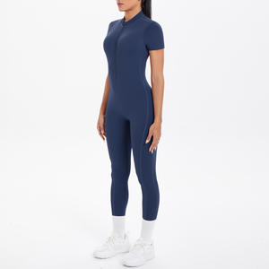 Nuevo mono de manga corta con cremallera, mono deportivo y deportivo con espalda hermosa, ropa de Yoga ajustada, mono de Yoga de una pieza para mujer - Product Image 4