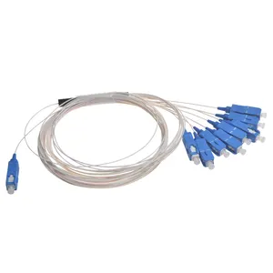 Lenew FTTH การแทรกต่ําสูญเสียท่อเหล็กประเภทมินิ 1 * 8 SC / UPC ไฟเบอร์ออปติก PLC Splitter