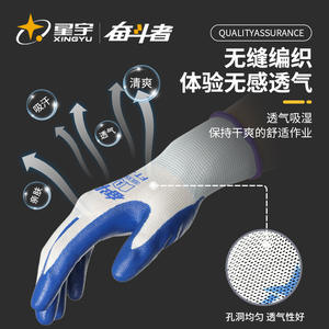 Guantes de seguridad recubiertos de nitrilo Fendouzhe Ft-106 Talla M Resistentes a la abrasión para trabajos de construcción - Product Image 2