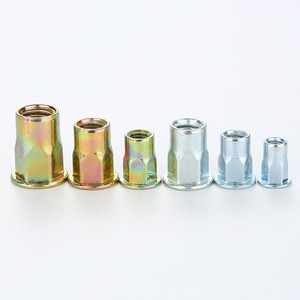 Écrous ronds à rivets en acier inoxydable Yaente Factory, tête plate, moletés verticalement | Écrous en acier au carbone zingués colorés, écrous rivetés - Product Image 2