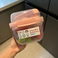 Boîte à salade carrée en plastique légère, compatible micro-ondes, pour les trajets quotidiens transfrontaliers, boîte de pique-nique double couche pour l'extérieur