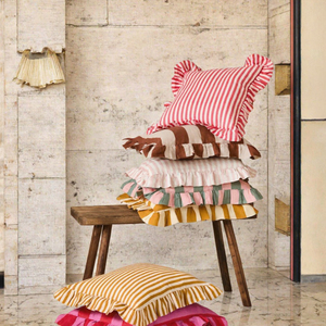 Housses de coussin en lin 100% imprimées de motifs géométriques colorés avec bords festonnés, style vintage, décoration pour hôpital et maison - Product Image 3
