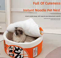 Lit pour chat en forme de nouille instantanée, rond, 2 en 1, tapis pour animaux de compagnie, chaud, lavable, détachable, nid pour animaux de compagnie