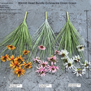 8 têtes échinacée oignon herbe plastique souple arbres PE jetable mariage maison hôtel décor Simulation roseau herbe plante artificielle - Product Image 1