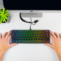 Nouveau clavier de jeu ergonomique filaire RGB à 61 touches, rétroéclairage LED USB, clavier mécanique portable