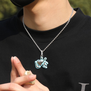 Phát Sáng Trong Bóng Tối Hip Hop Tên Vòng Cổ Tùy Chỉnh Tên Ban Đầu Cá Nhân DIY Iced out Thư Mặt Dây Chuyền Vòng Cổ - Product Image 3