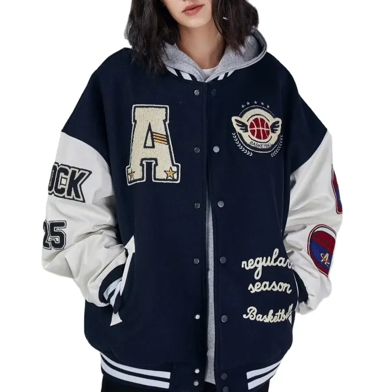 Plus size men's versity college jackets wholesale blank varsity jackets custom logo plain letterman varsity jacket for men 2023