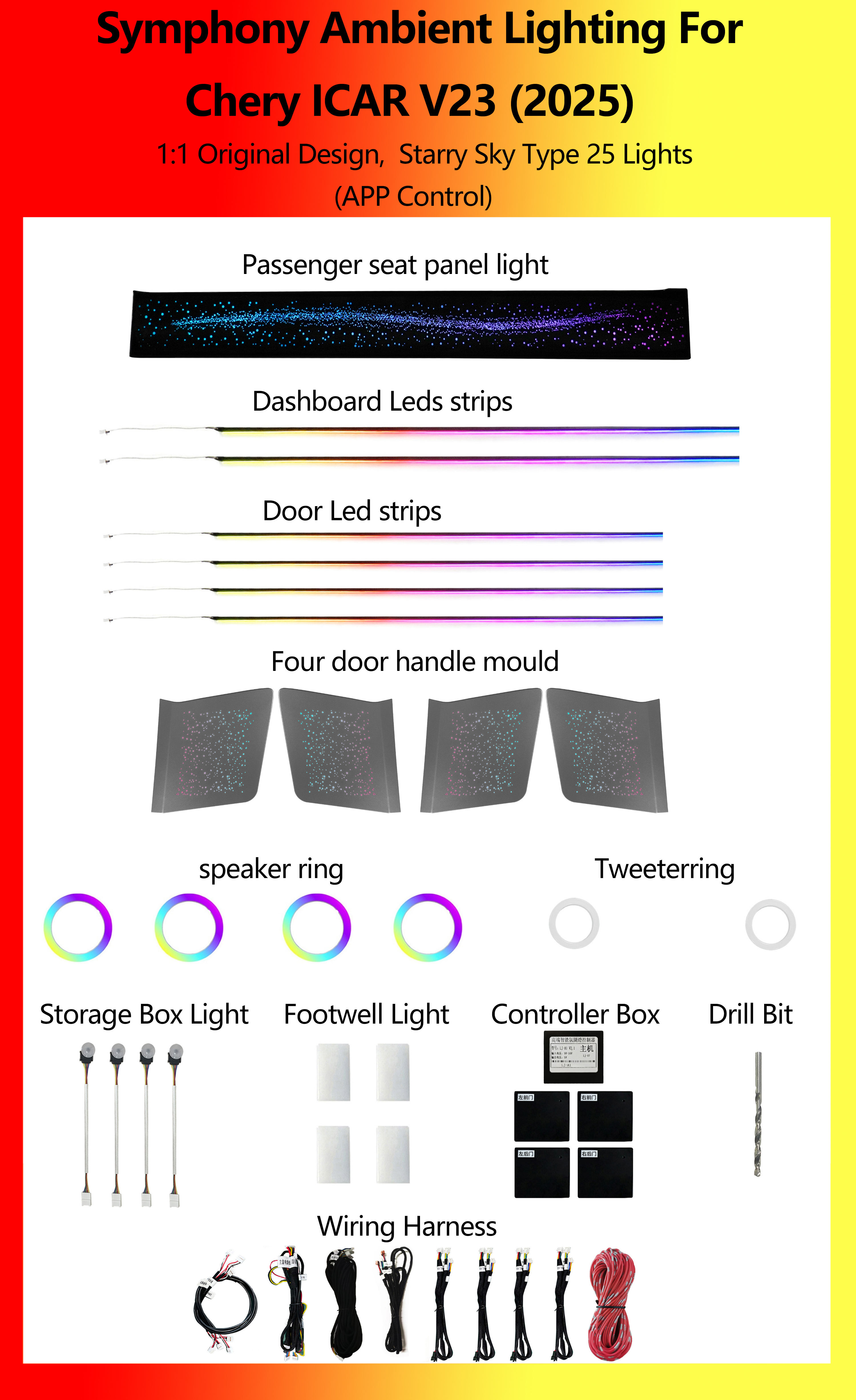 Chery ICAR V23 Tipo Cielo Estrellado Sinfonía 25 Luces