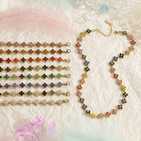 Collier de luxe en acier inoxydable avec zircon, plaqué or, bijoux colorés pour femmes, colliers en zircon cubique