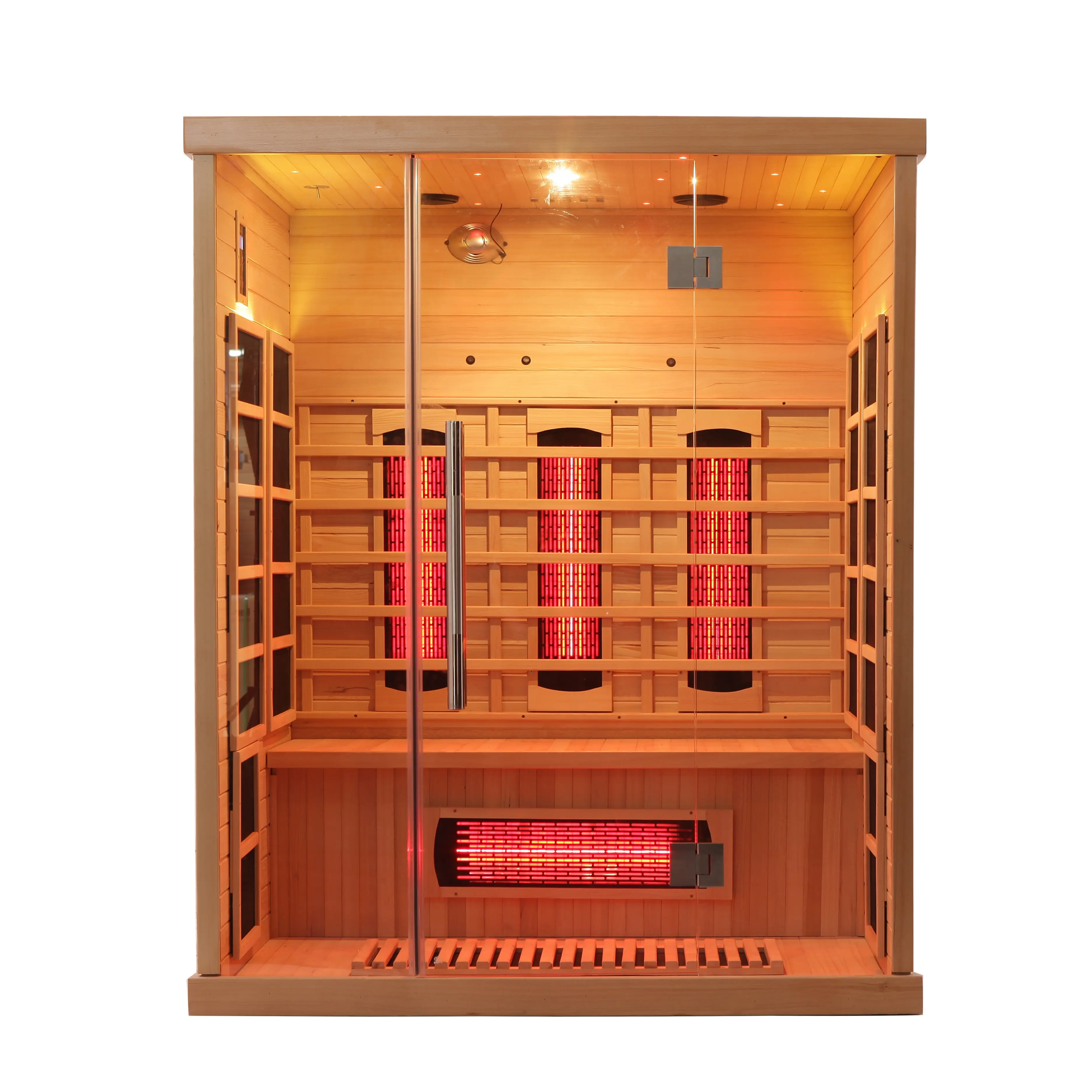 Sauna à la maison à spectre complet intérieur personnalisé acceptable salle de sauna infrarouge lointain pour 3 personnes