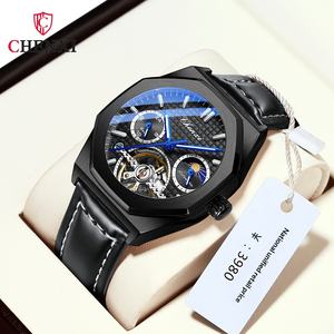 Montre mécanique automatique haut de gamme pour homme <span class=keywords><strong>Dawn</strong></span> Steel Belt, phase de lune, cadran à aiguilles, boîtier octogonal, résistance à l'eau 30 m - Product Image 2