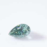 Batu Permata Moissanite Bentuk Tetesan Air Warna Biru Hijau, Bersertifikat, Lulus Uji Berlian, Ukuran Besar, Moissanite Sintetis