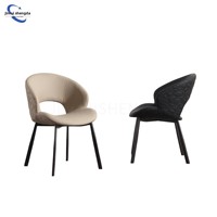 Chaise de salle à manger minimaliste italienne JINRUISHENGDA, en cuir ultra-fibre avec pieds en acier carbone, chaise de salle à manger ergonomique