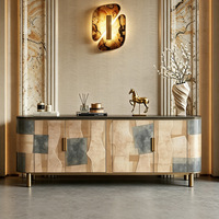 Buffet de luxe italien moderne, artistique, à blocs de couleur, haut de gamme, pour entrée de villa et meuble de rangement de salon