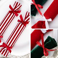Ensemble de décorations de Noël en forme de bonbons, crackers de Noël en tissu, boîte cadeau, décoration de table de fête, ornement de Noël, vente en gros