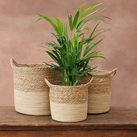 Funktioneller, umweltfreundlicher Jute-Blumentopf, handgeschnitzt, verstärkter Boden, faltbares Design, einfache Aufbewahrung für Zuhause