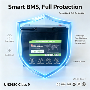 Batería de ciclo profundo LiFePO4 de 12.8V 55Ah 704Wh, paquete de baterías recargables de fosfato de hierro y litio para respaldo de UPS solar - Product Image 2