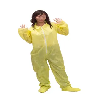 Penjualan paling laris Jumpsuit kuning PP sekali pakai dengan penutup pinggang elastis