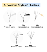Extensions de cils professionnelles Gollee Lashes, marque propre, haute qualité, 100% faites à la main, super douces, 0.05, PBT coréen, forme YY W
