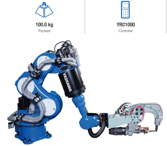 Brazo robot de soldadura por puntos Yaskawa SP100B 100 kg de carga útil y alcance del brazo de 2236 mm