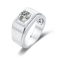Haute qualité VVS1 1 CT 925 bague en argent sterling de luxe D couleur diamant Moissanite pour hommes