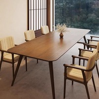 Ensemble de table de bureau en bois massif nordique pour 6 à 8 personnes, table de conférence, de réception et de négociation avec chaises pour le salon