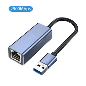 2.5G Tipo C Adaptador Ethernet USB Placa de rede 2500M USB3.0 para RJ45 Lan Gigabit Internet para Computador para Macbook Laptop