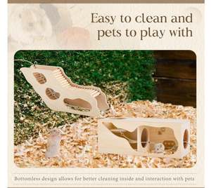 2 uds casas de hámster y escondites juego de túnel de hámster casa de madera para hámster con escalera de escalada jerbos erizos <span class=keywords><strong>ratas</strong></span> ratones - Product Image 6