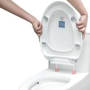 Siège de toilette universel rond à fermeture lente, épaissi, avec coussin et couvercle, espacement des trous réglable de 11 à 18 cm - Product Image 2