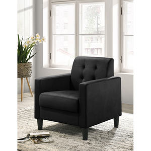 Sillón DB Hale con Detalles en Terciopelo Negro, Respaldo Acolchado de 27.5 Pulgadas, Silla Moderna para Sala de Estar u Oficina en Casa - Product Image 1