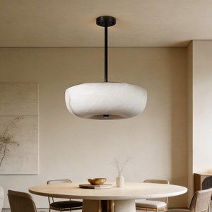 Lámpara de Techo de Alabastro Moderna, Redonda, con Base de Cobre y Pantalla de Mármol, para Hoteles y Villas de Lujo - Product Image 1