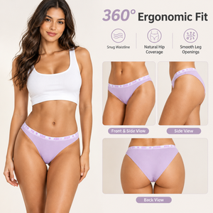 Slip Bikini da Donna in Maglia <span class=keywords><strong>a</strong></span> Costine, Vita Alta, Apertura Gamba Liscia, Protezione Naturale dei Fianchi, Morbidi e Traspiranti - Product Image 1
