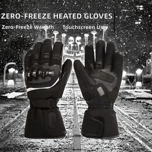 Gants de moto en cuir noir et polyuréthane, à doigts entiers, coupe-vent, imperméables, avec protection des articulations, pour l'hiver, unisexes - Product Image 2