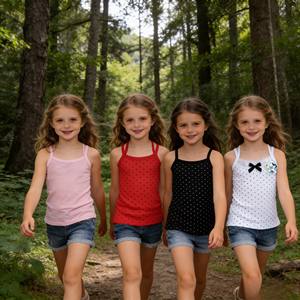 Débardeur en coton pour filles JCF013 à 0,75 $ avec nœud en dentelle, respirant, pour l'été - Product Image 1