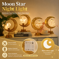 Lampe de nuit lune et étoile à piles, lumière blanche chaude, lampe de table décorative pour chambre, salon, bureau, cadeau